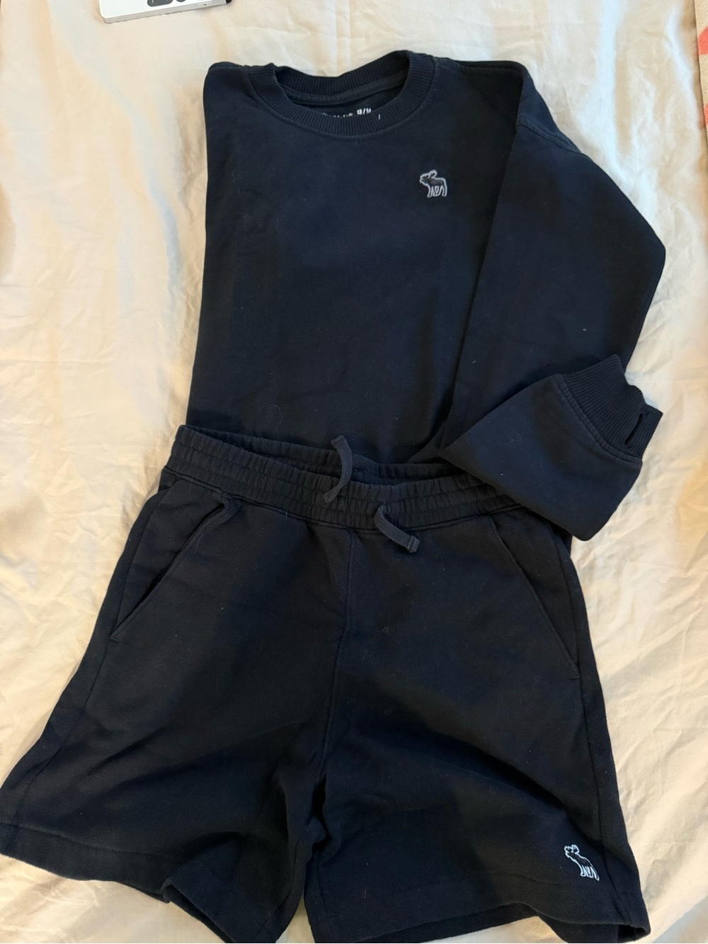 abercrombie SIZE 15/16 kids black sweatshirt and shorts set